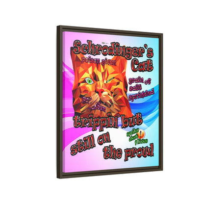schrodinger's cat - framed canvas art (light blue-pink wave)