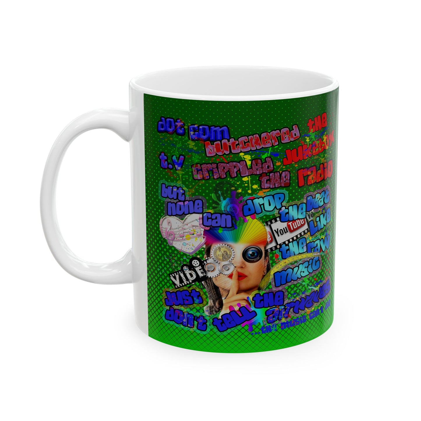 drop the beat - White Mug (logo green)