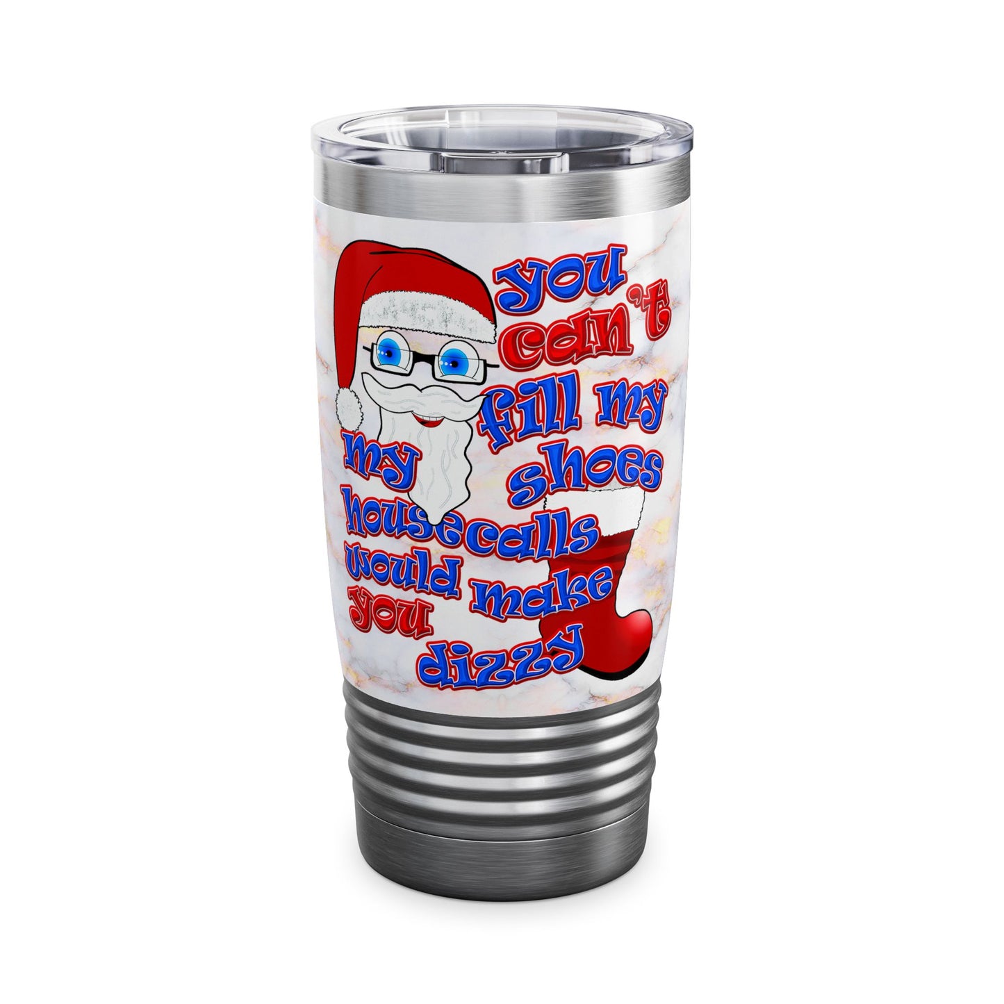 santa's shoes - Ringneck Tumbler, 20oz (white marble)
