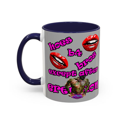 hoes b4 bros - Accent Mug (light grey)