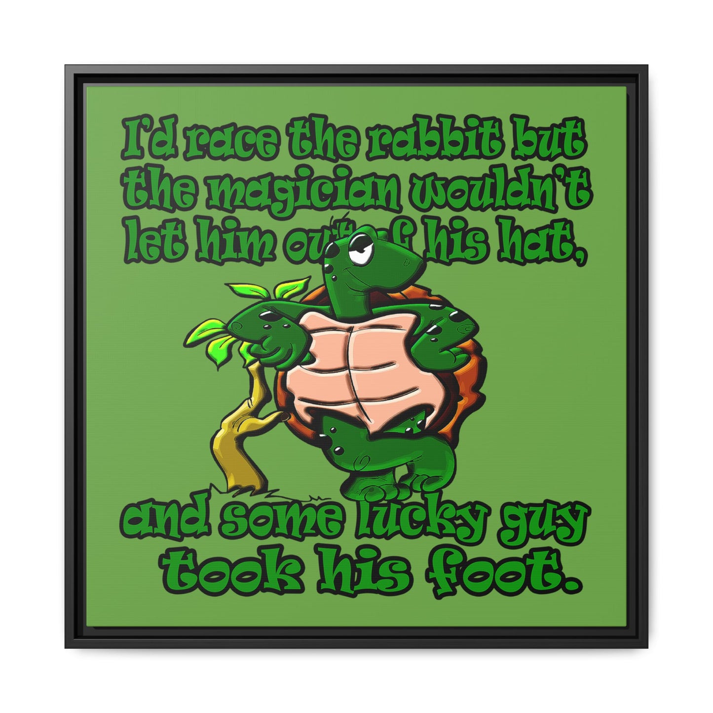turtle race - framed canvas art (green)