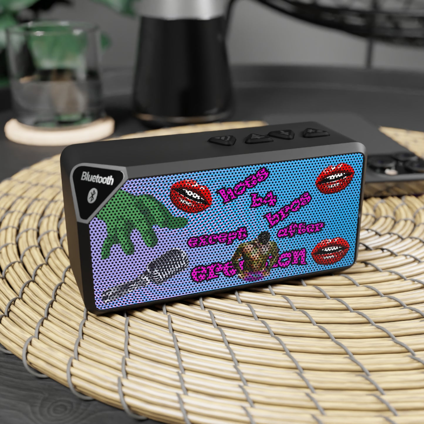 hoes b4 bros - Jabba Bluetooth Speaker (light blue-purple wave)