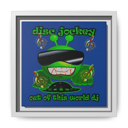 disc jockey - framed canvas art (dark blue)
