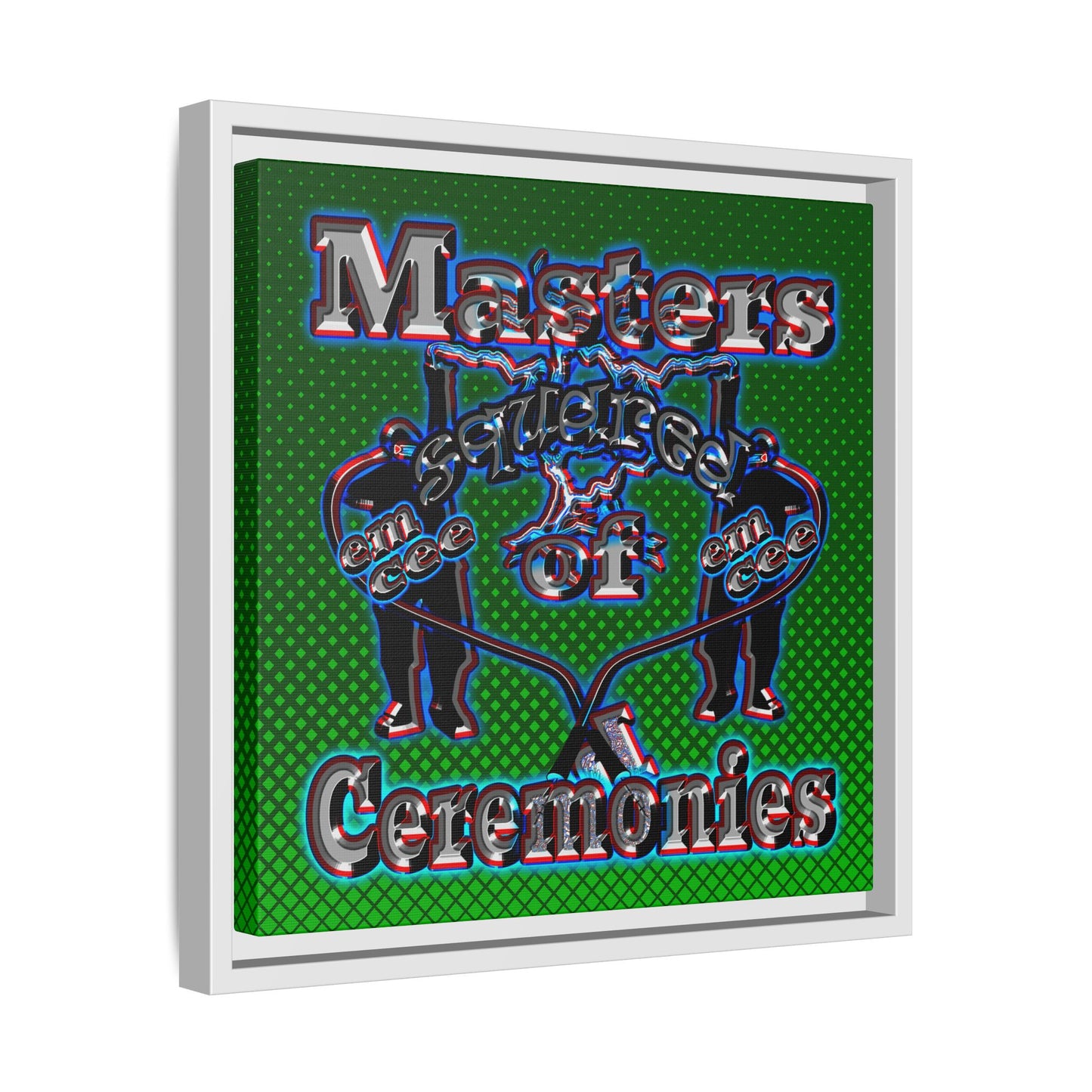 em cee squared - framed canvas art (logo green)