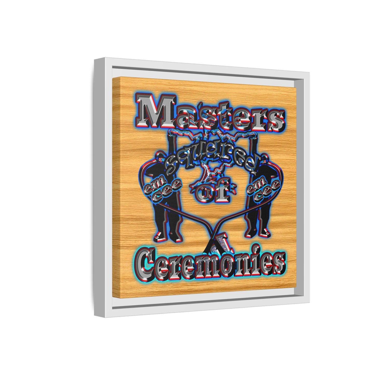 em cee squared - framed canvas art (butterscotch wood finish)