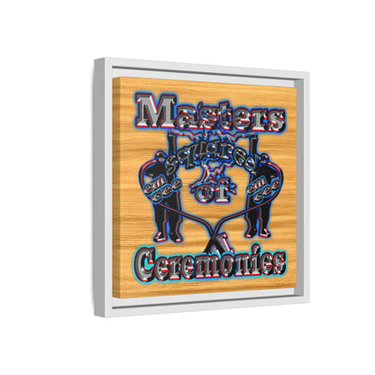 em cee squared - framed canvas art (butterscotch wood finish)