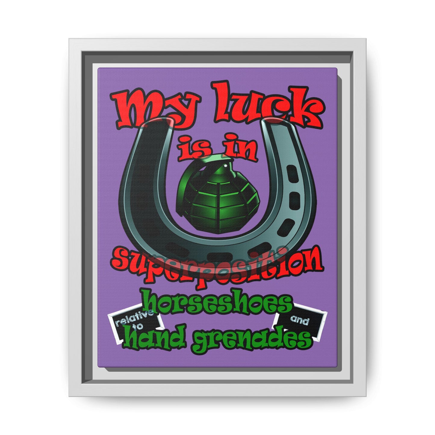 my luck - framed canvas art (light purple)