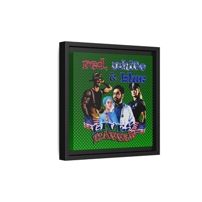 rw&b lives matter - framed canvas art (logo green)