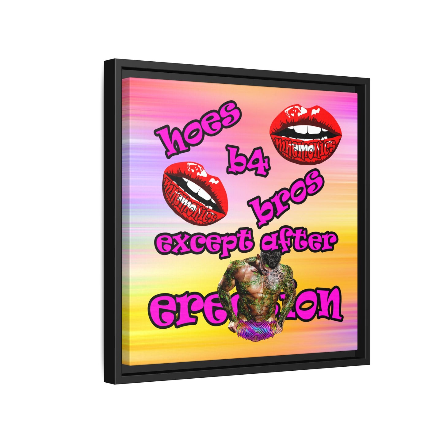 hoes b4 bros - framed canvas art (color blur)