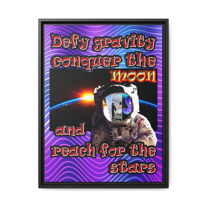 defy conquer reach - framed canvas art (purple wave)