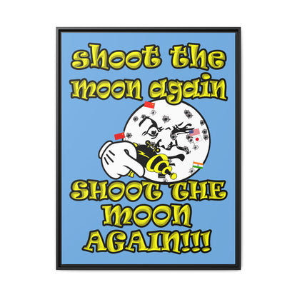 shoot the moon again - framed canvas art (light blue)