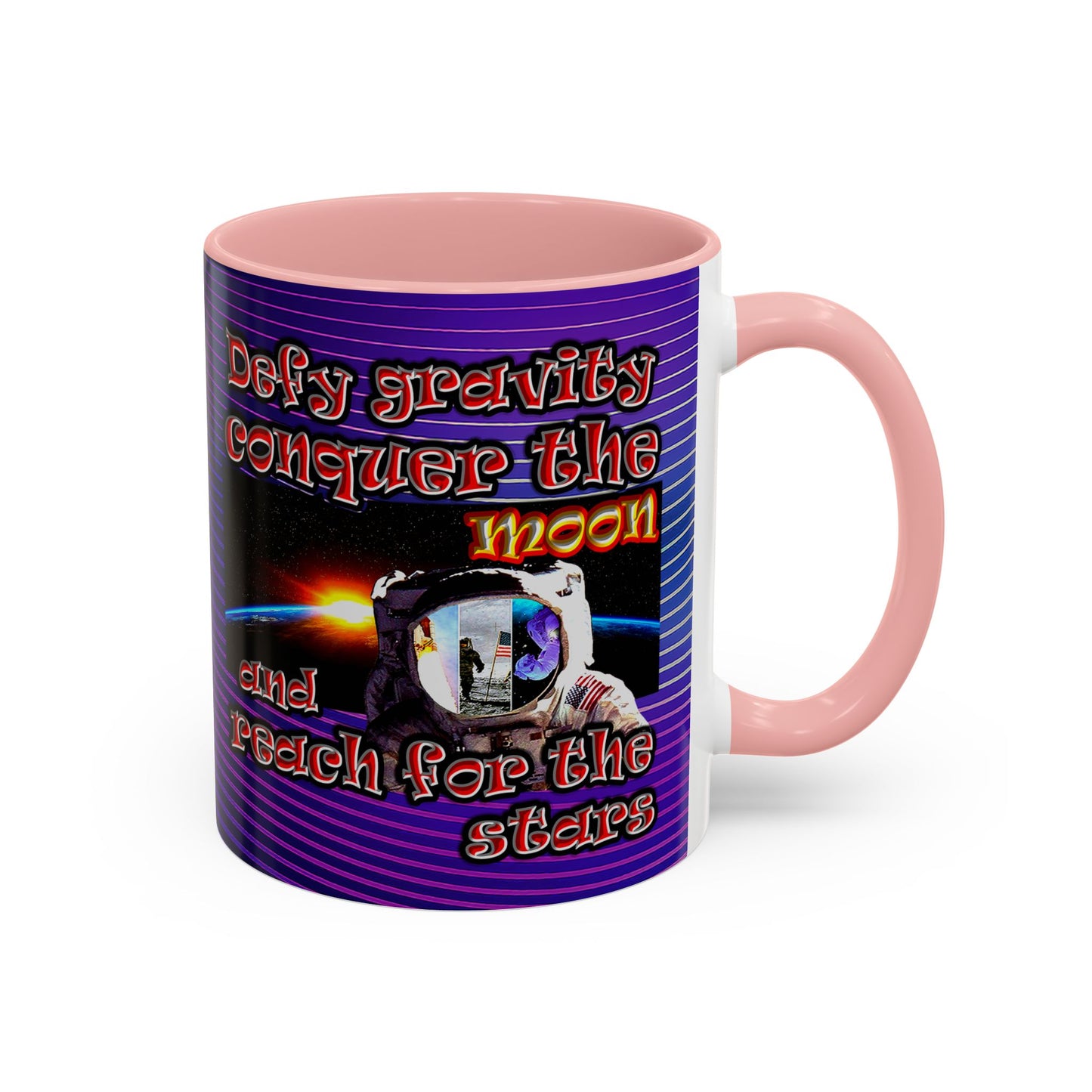 defy conquer reach - Accent Mug (purple wave)