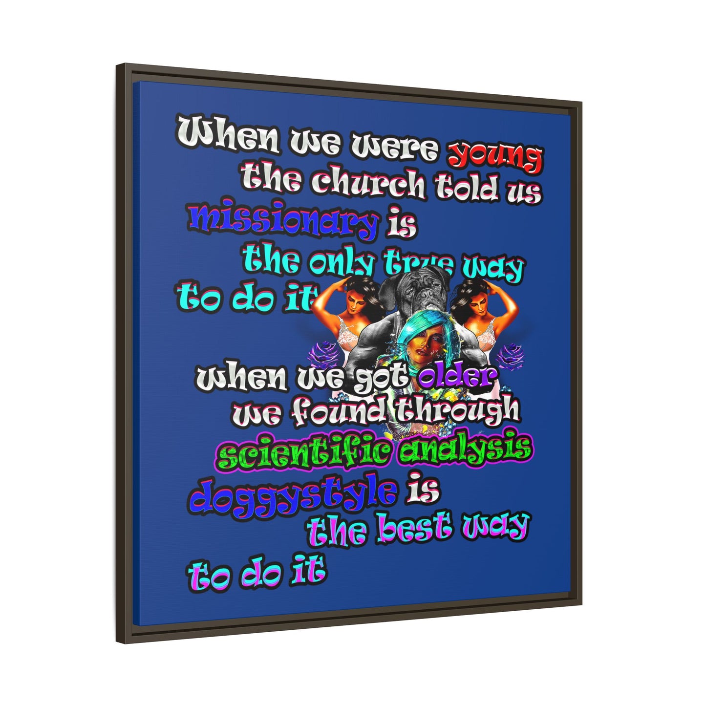 doggystyle - framed canvas art (dark blue)