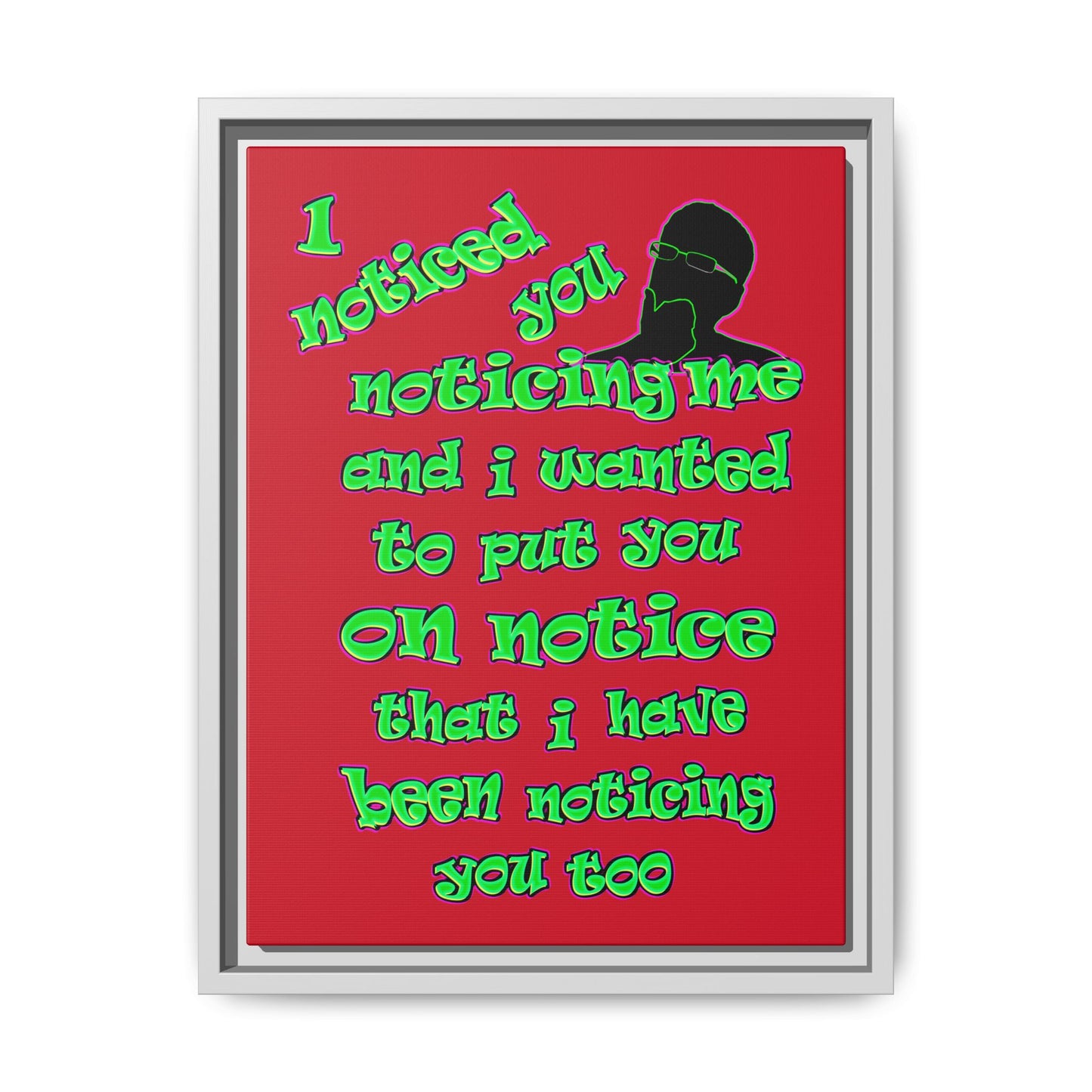 noticed you noticing - framed canvas art (dark red)
