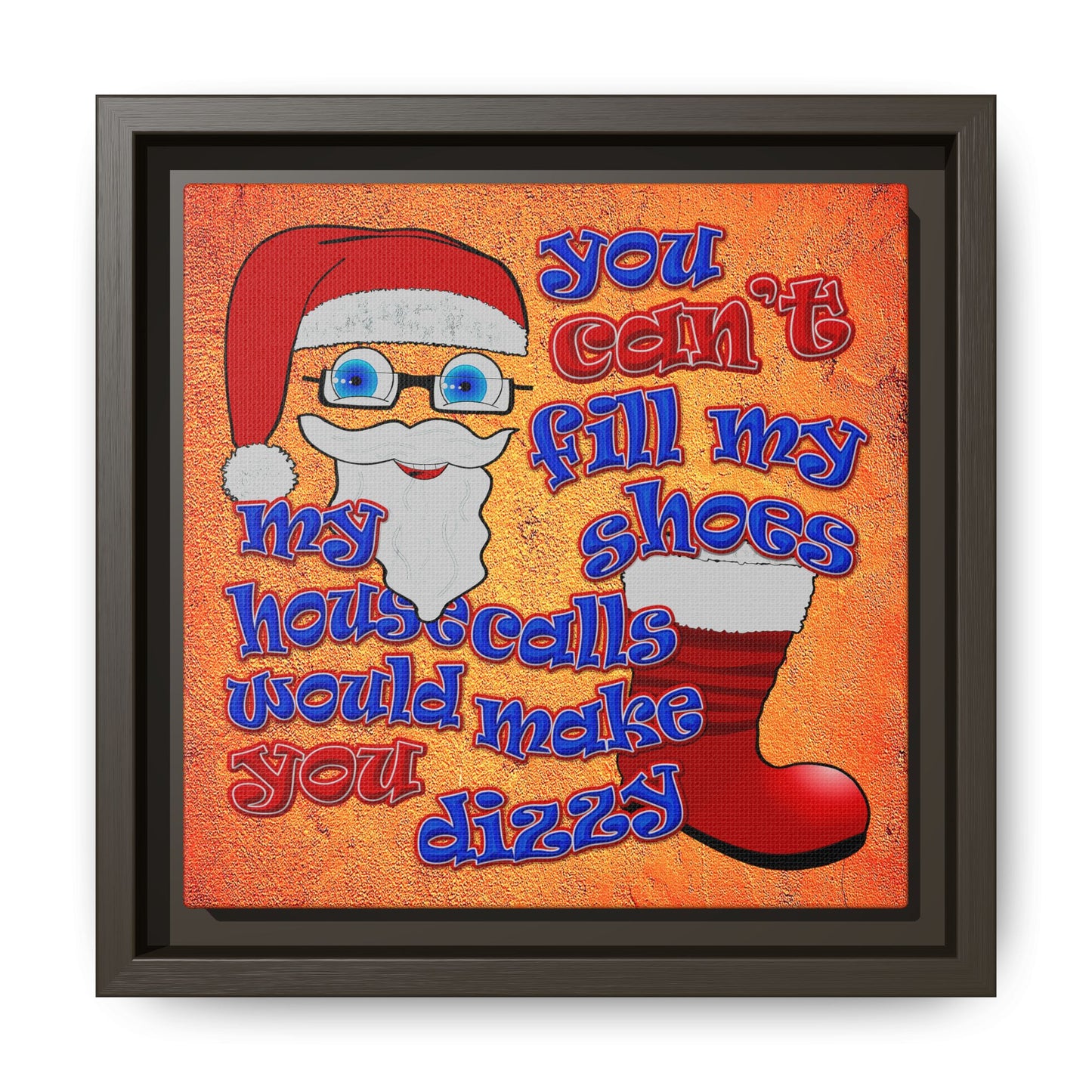 santa's shoes - framed canvas art (burnt orange)