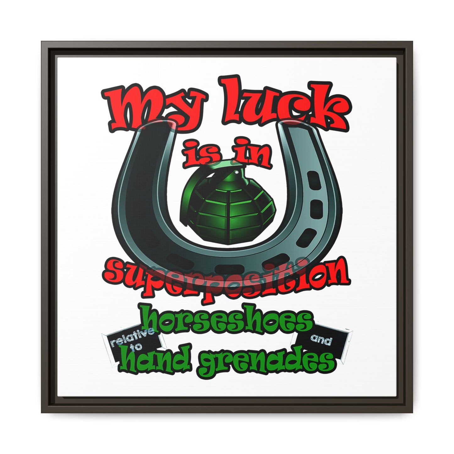 my luck - framed canvas art (white)
