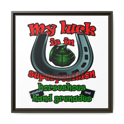 my luck - framed canvas art (white)