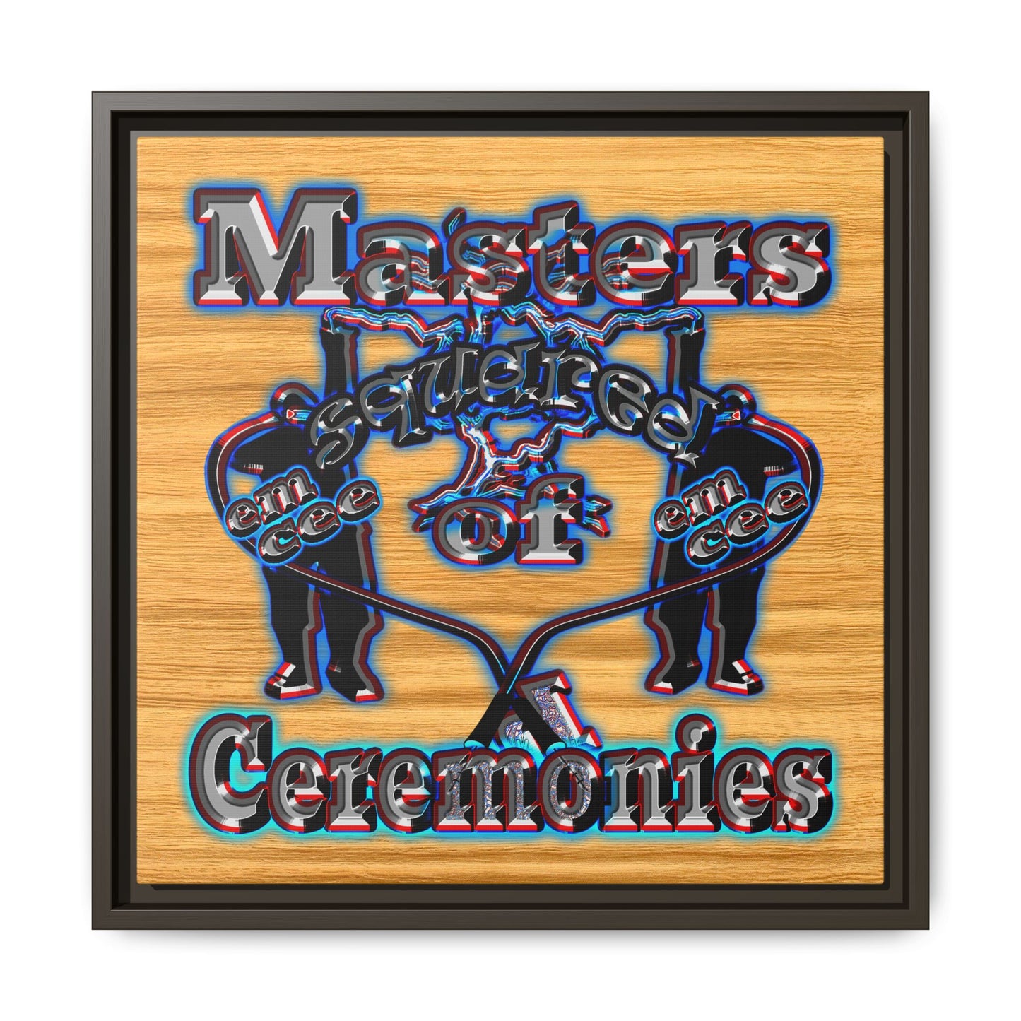 em cee squared - framed canvas art (butterscotch wood finish)