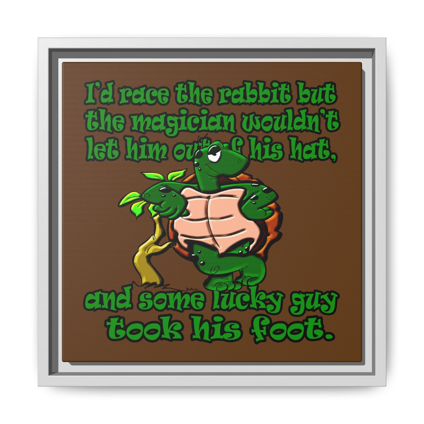 turtle race - framed canvas art (brown)