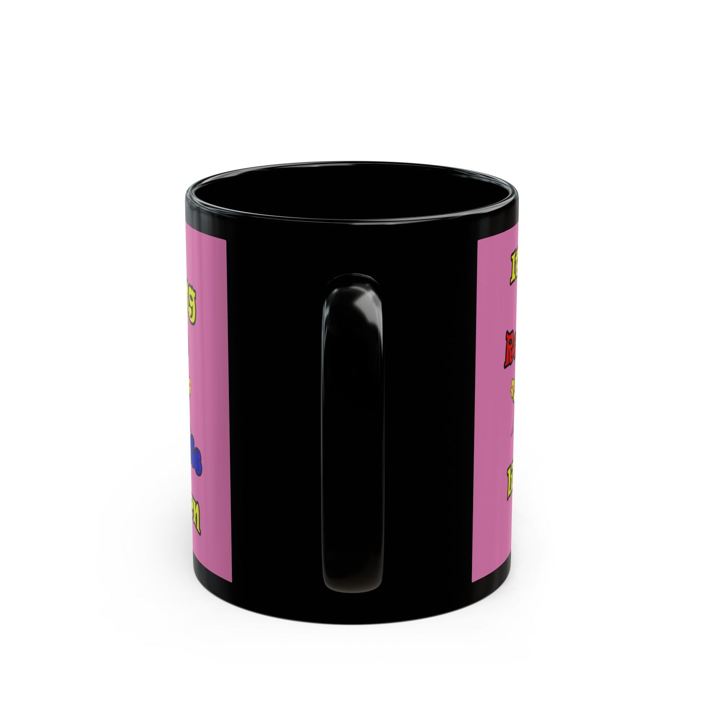 popping like popcorn - Black Mug (light pink)