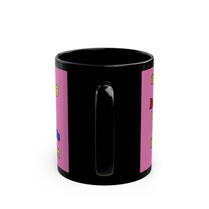 popping like popcorn - Black Mug (light pink)