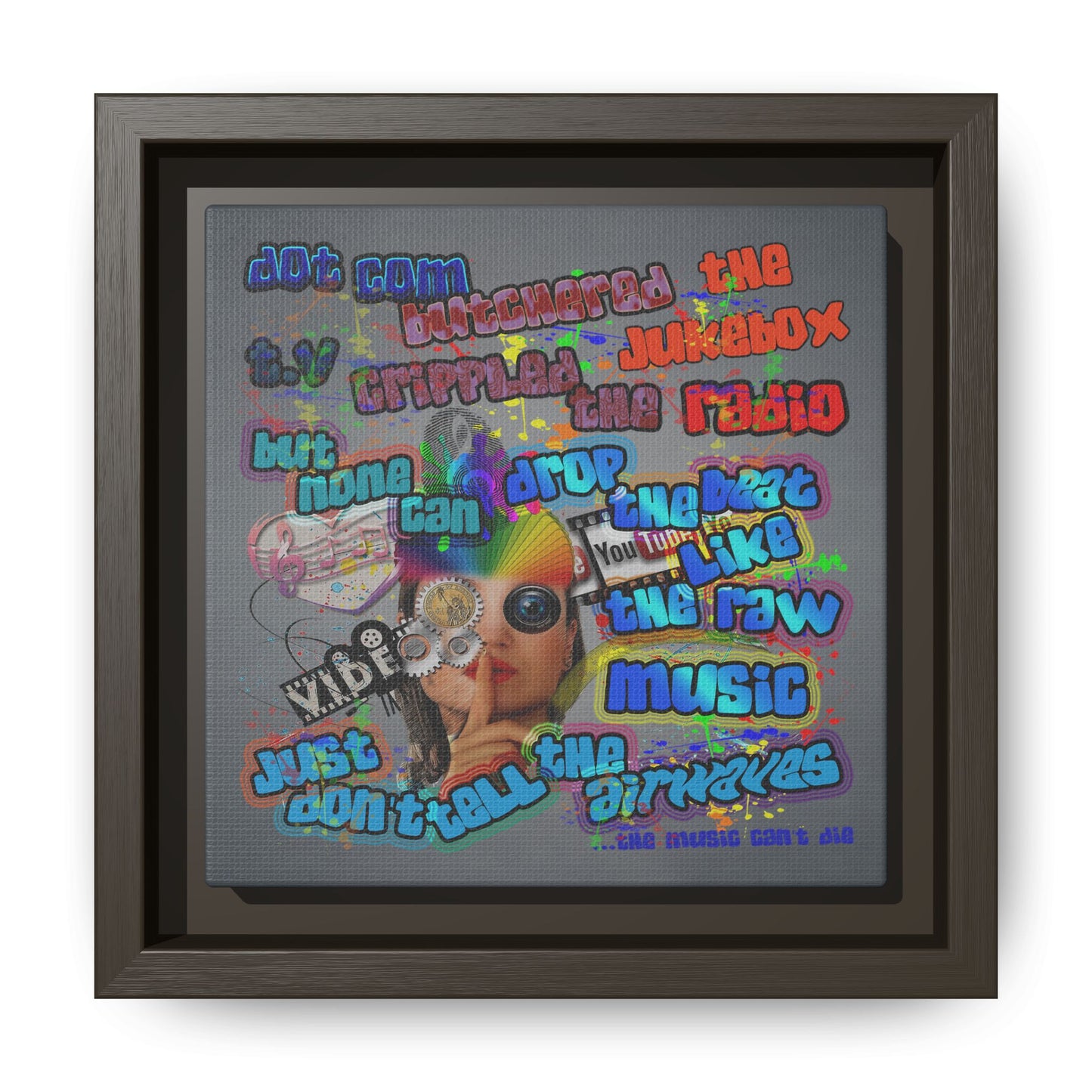 drop the beat - framed canvas art (grey-light grey)