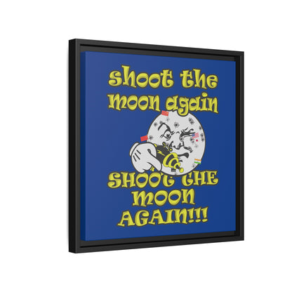 shoot the moon again - framed canvas art (dark blue)
