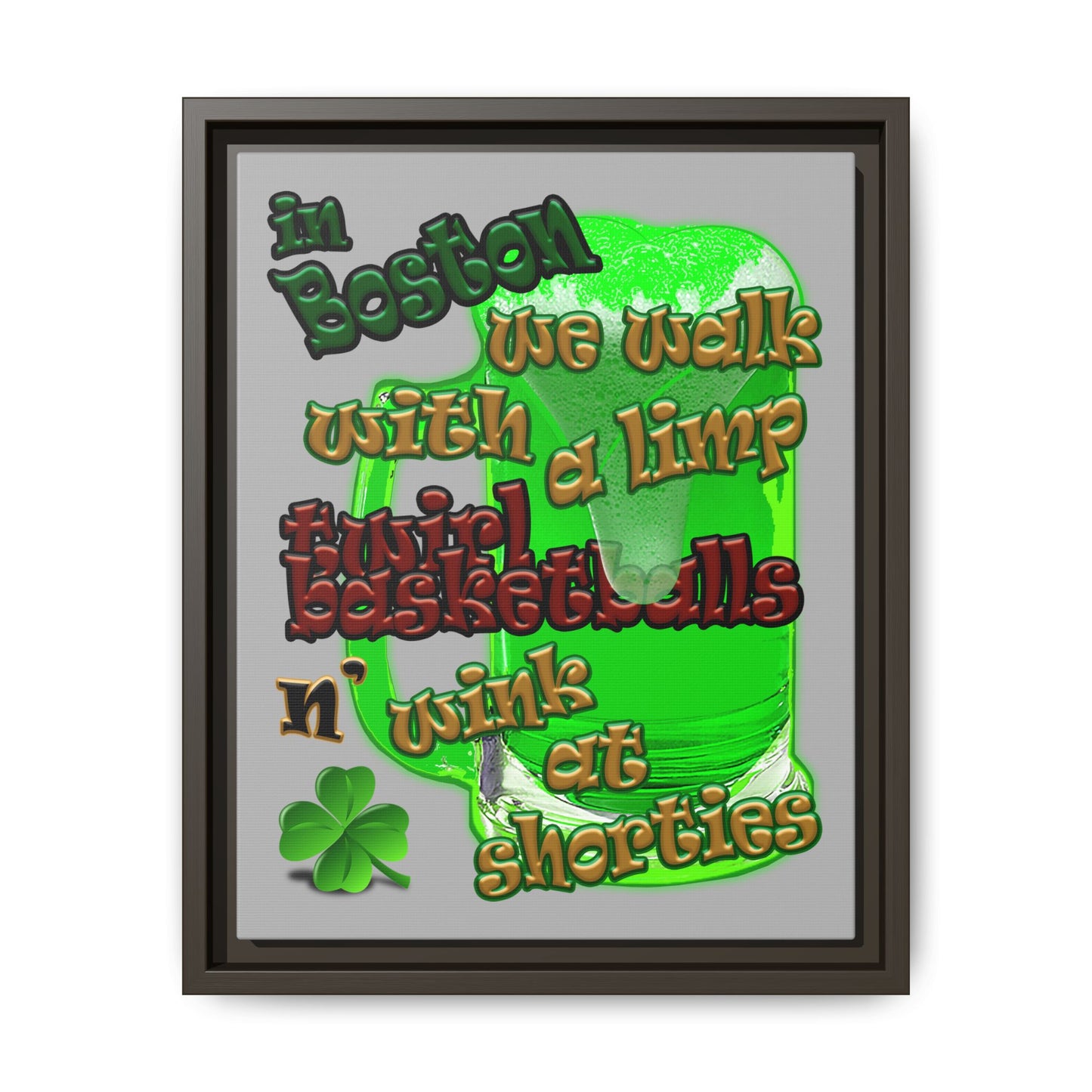 celtics logo - framed canvas art (light grey)