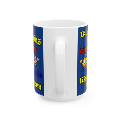 popping like popcorn - White Mug (dark blue)