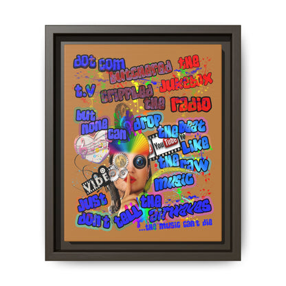 drop the beat - framed canvas art (light brown)