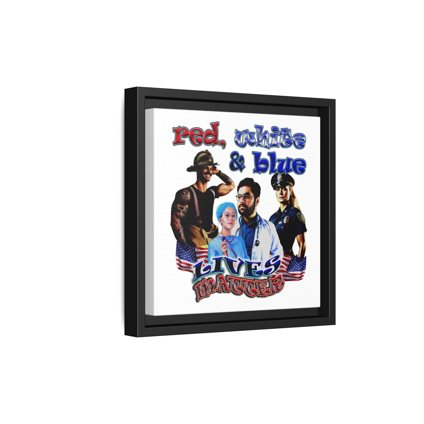 rw&b lives matter - framed canvas art (white)