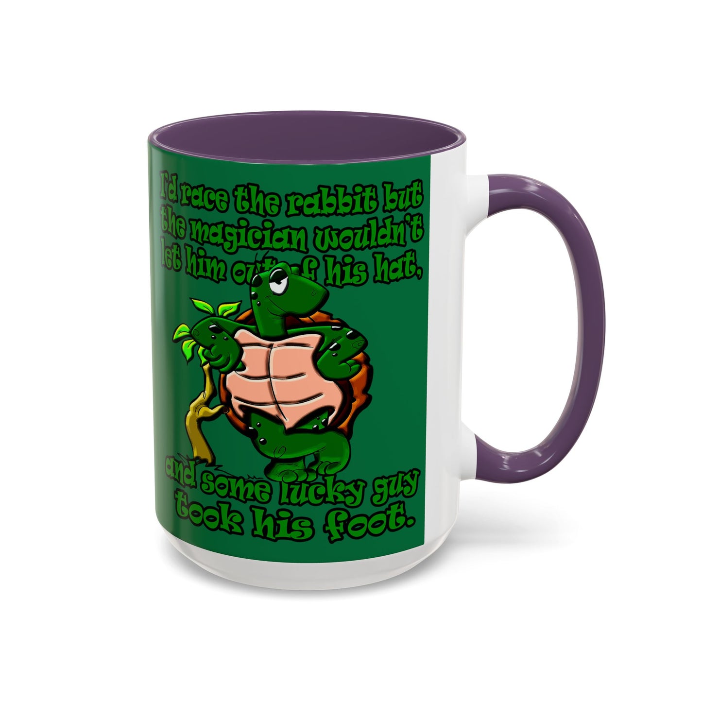 turtle race - Accent Mug (dark green)