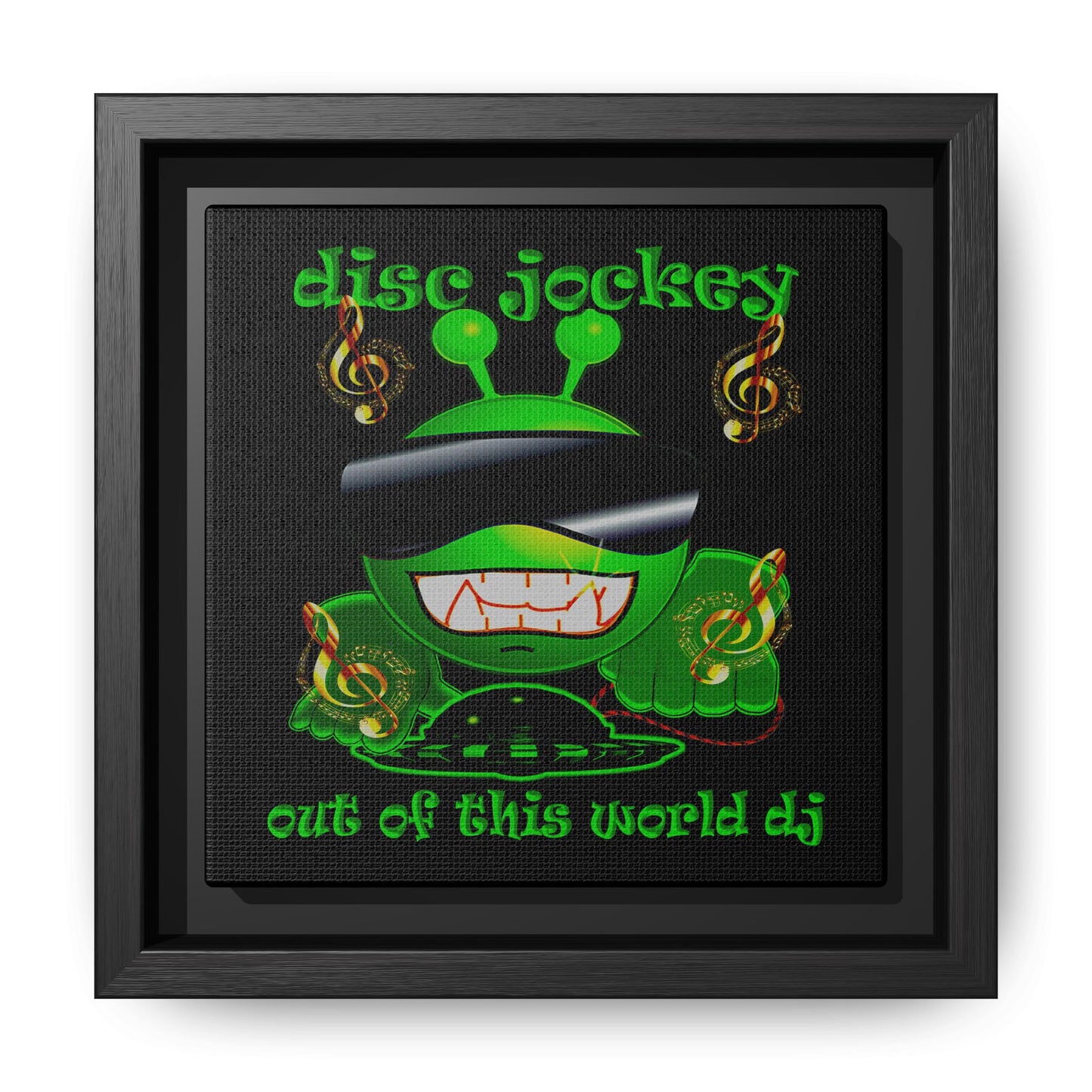 disc jockey - framed canvas art (black)