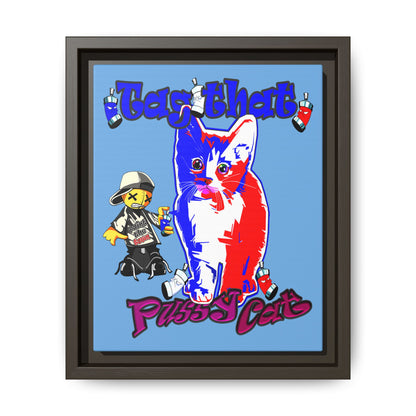 tag that - framed canvas art (light blue)
