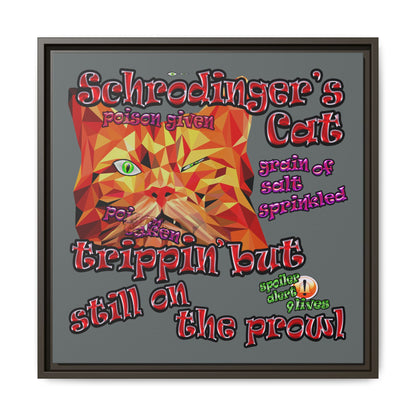 schrodinger's cat - framed canvas art (dark grey)