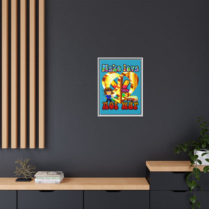 love peace - framed canvas art (turquoise)