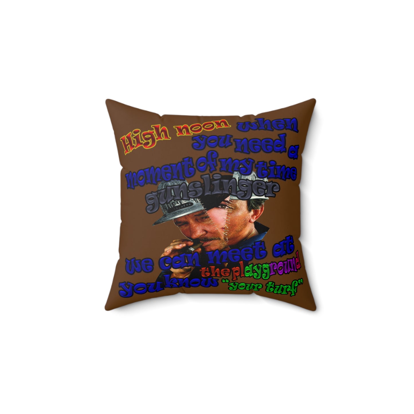 high noon - Faux Suede Square Pillow - (brown)