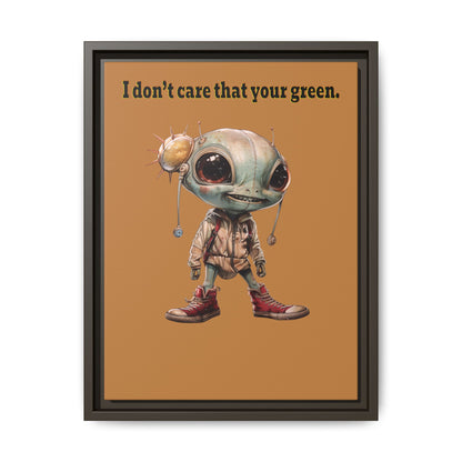 I don't care that your green - framed canvas art (light brown)