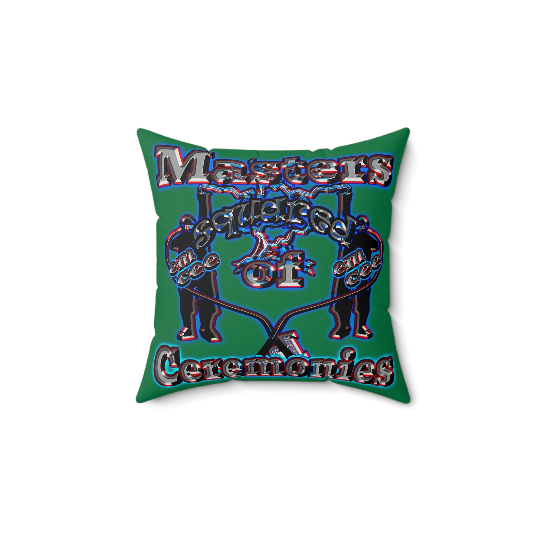 em cee squared - Spun Polyester Square Pillow - (dark green)