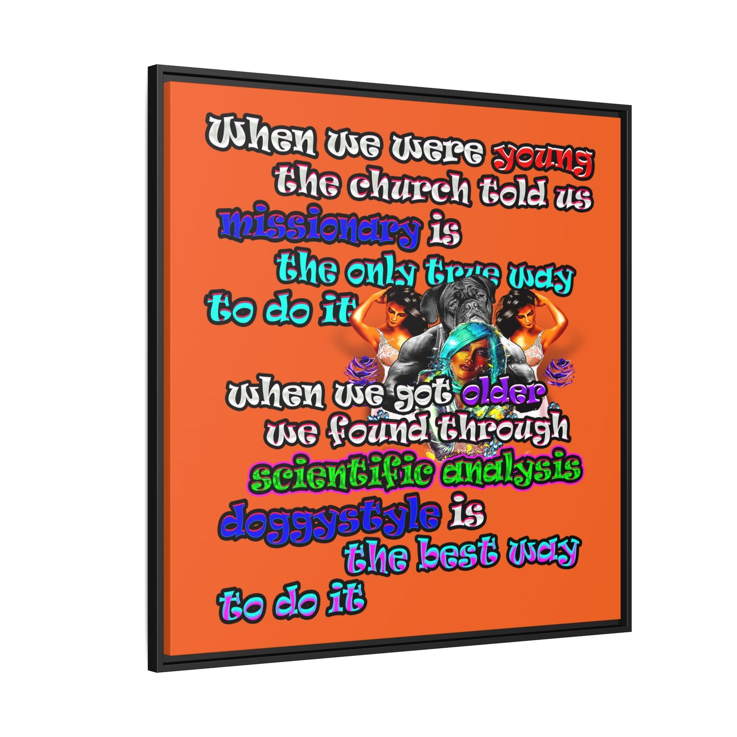 doggystyle - framed canvas art (orange)
