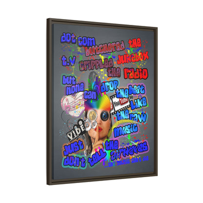 drop the beat - framed canvas art (grey-light grey)