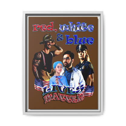 rw&b lives matter - framed canvas art (brown)