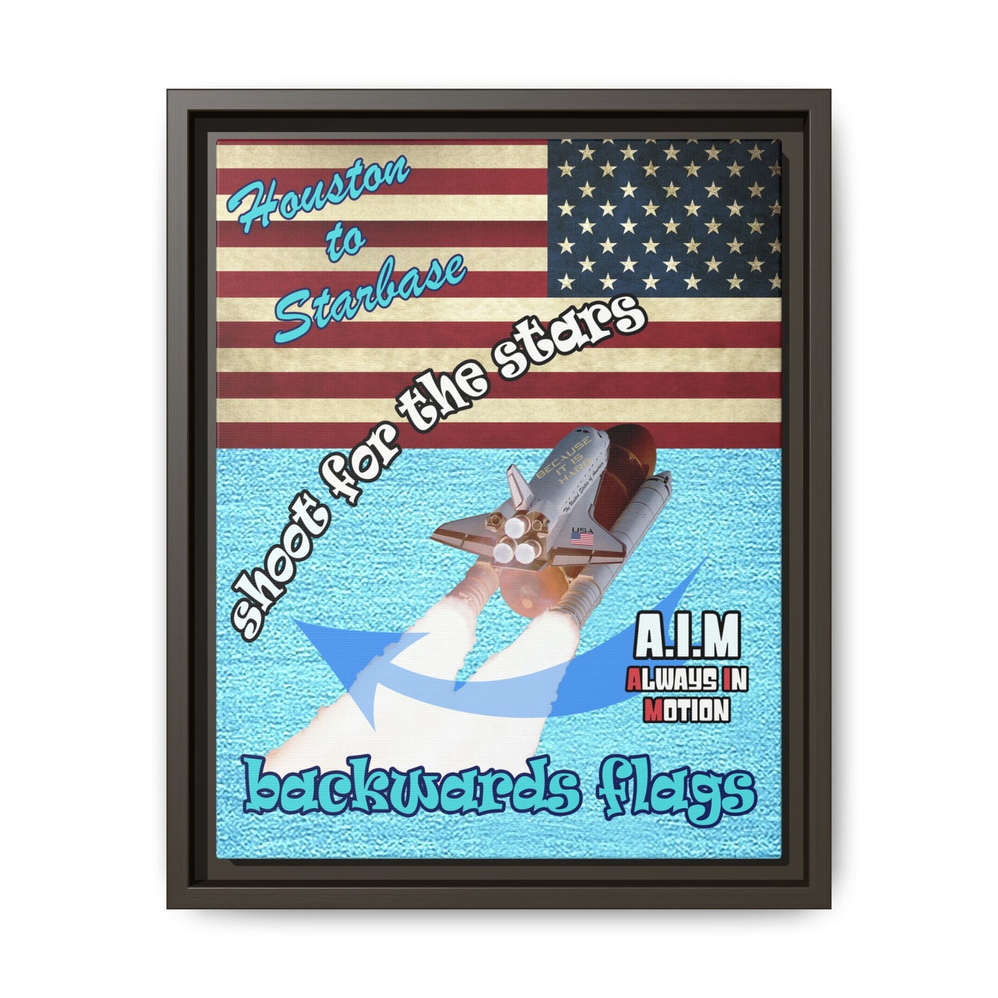 shoot for the stars - framed canvas art (faded blue)