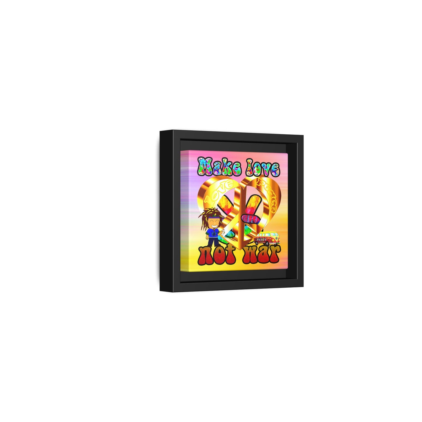 love peace - framed canvas art (color blur)
