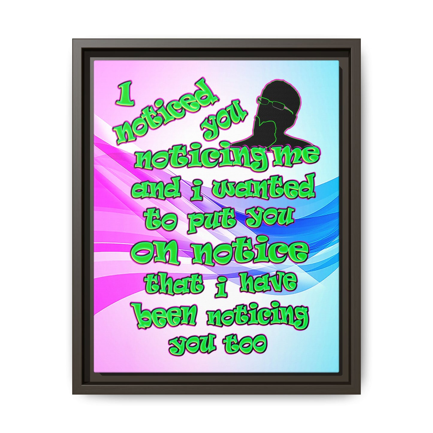 noticed you noticing - framed canvas art (light blue-pink wave)