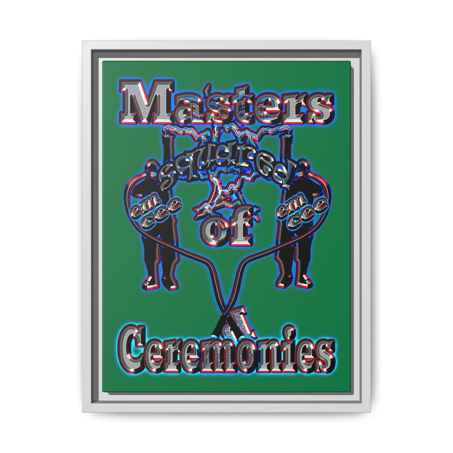 em cee squared - framed canvas art (dark green)