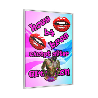 hoes b4 bros - framed canvas art (light blue-pink wave)