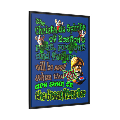 christmas spirits of boston - framed canvas art (dark blue)