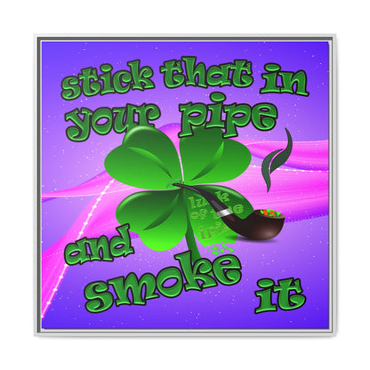 stick that in your pipe and smoke it - framed canvas art (purple-pink wave)