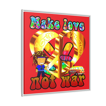 love peace - framed canvas art (red)